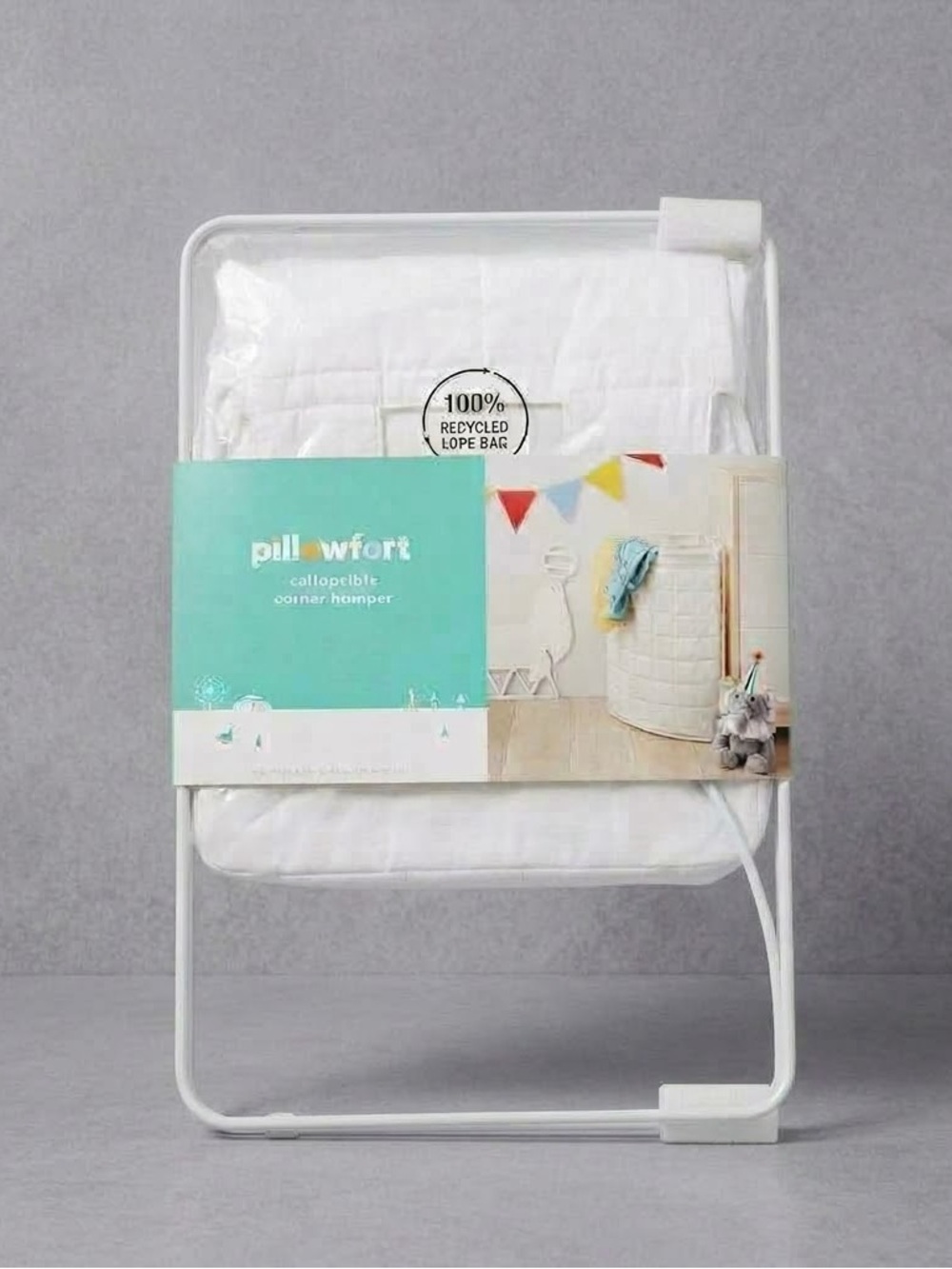 White Collapsible Corner Hamper